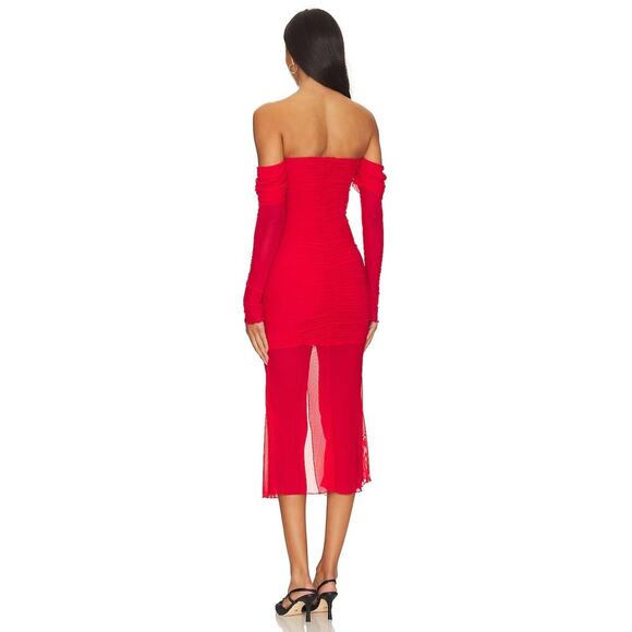 Majorelle Elise Midi Dress Cherry Red Size S - Picture 3 of 7